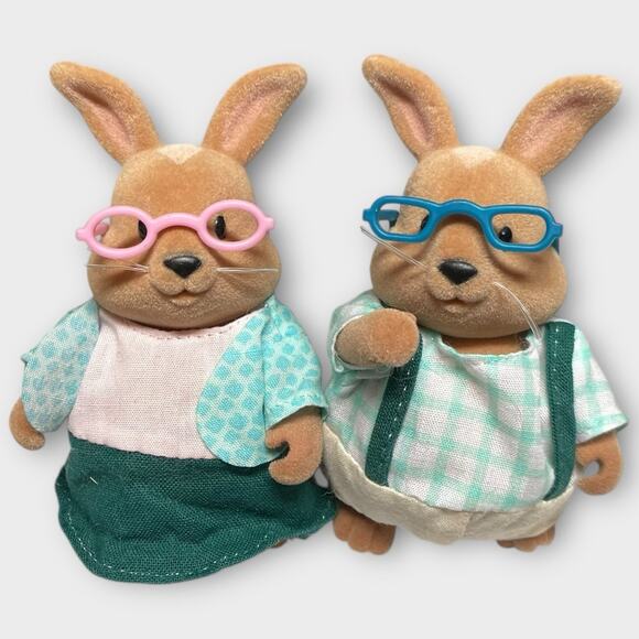 Lil Woodzeez Cottonball Rabbit Bunny Family Grandparents Grandma Grandpa Lot - Picture 1 of 5